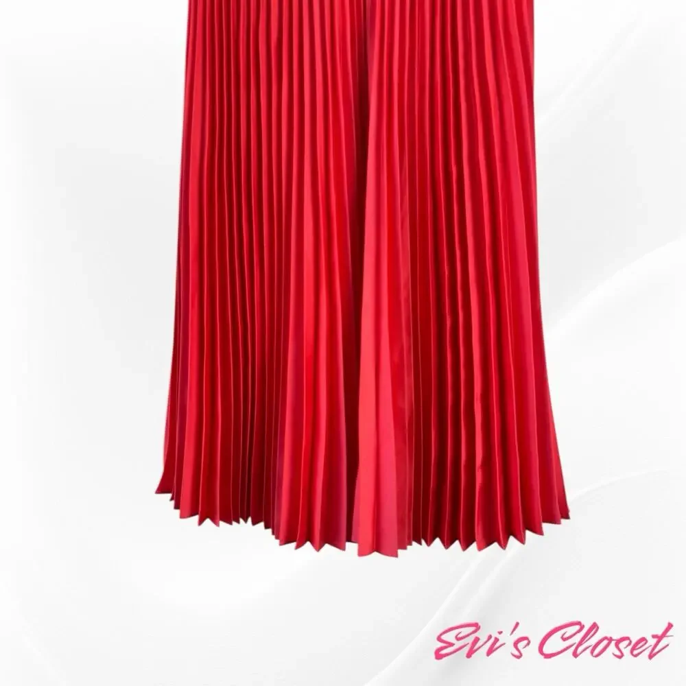 J.Crew Factory Women’s Pleated Petite Midi Skirt Guava Size PM NWT